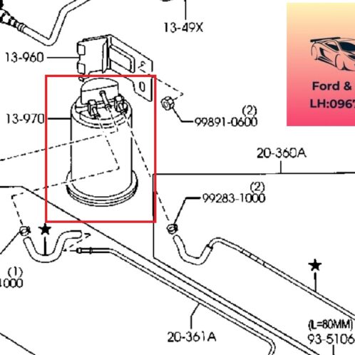 lọc xăng mazda 6 2003-2004-2005-2006-2007-2008-lọc nhiên liệu mazda 6 FS5R13970B