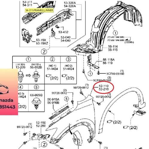 Tai xe bánh trước mazda cx5 2013-2017 Tai xe bánh trước mazda cx5 2013-2014-2015-2016-2017-ốp vè sắt bánh trước mazda cx5-KD5352111A-KD5352211A,