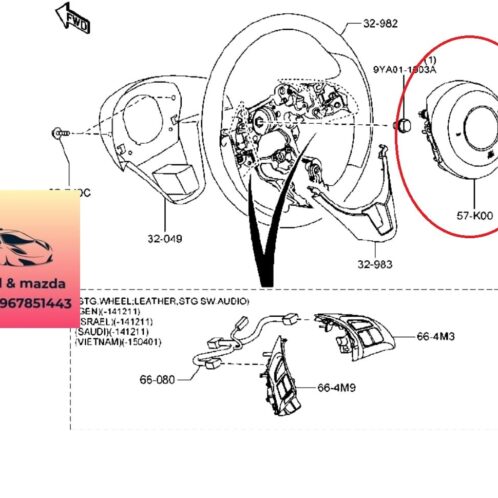 Túi khí vô lăng mazda cx5 2013-2014-2015-2016-2017-túi khí trái mazda cx5-túi khí lái mazda cx5-KD4557K00C02-KD4557K00B02