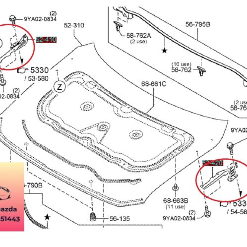 Bản lề ca pô mazda cx5 2018-2022 Bản lề ca pô mazda cx5 2018-2019-2020-2021-2022-bản lề ca bô mazda cx5-KB7W52410-KB7W52420,
