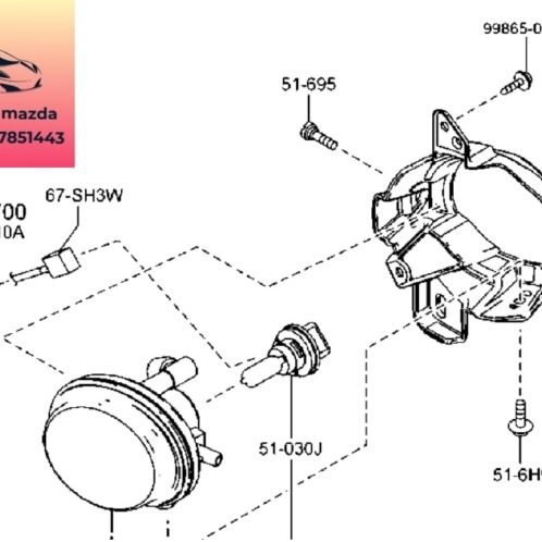 Giá bắt đèn gầm mazda 2 2015-2017 Giá bắt đèn gầm mazda 2 2015-2016-2017-2018-2019-2020-2021-2022-đế bắt đèn sương mù mazda 2-DA6B51684A-DA6B51694A
