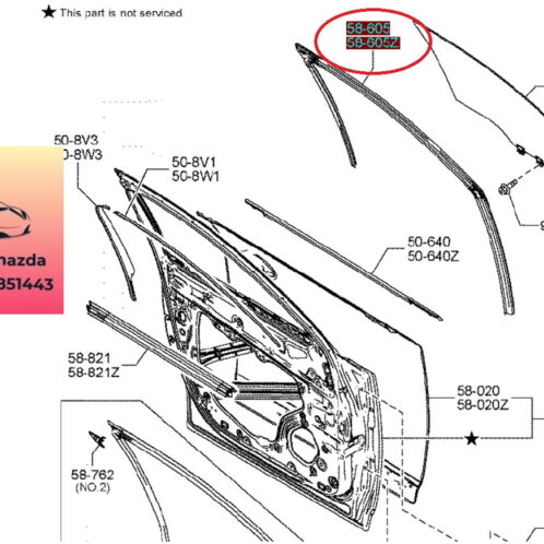 Gioăng cao su lên xuống kính mazda cx5 2018-2019-2020-2021-2022-gioăng cao su kính cánh cửa mazda cx5-KB7W58605B-KB7W59605B (1)