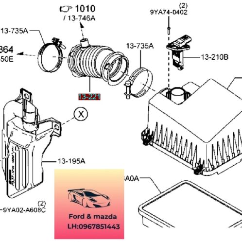 Hộp lọc gió phụ mazda 2 2015-2016-2017-2018-2019-2020-2021-2022-hộp cộng hưởng hộp lọc gió mazda 2-P53T13195