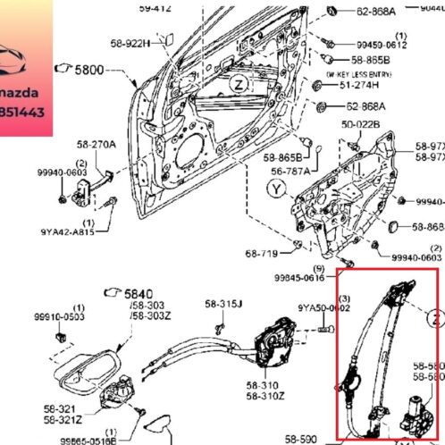 compa lên kính cánh cửa mazda cx5 2013-2014-2015-2016-2017-cơ cấu lên xuống kính cánh cửa mazda cx5-KD5358590-KD5359590