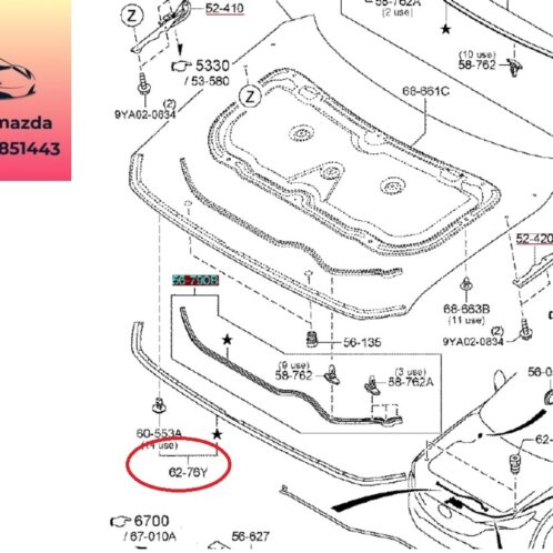 Gioăng cao su capo trước mazda cx5 2018-2022 gioăng cao su capo trước mazda cx5 2018-2019-2020-2021-2022-gioăng nắp ca bô trước mazda cx5-gioăng ngoài nắp ca bô trước mazda cx5-KB7W56770A,- (1)