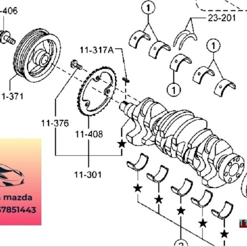 Trục cơ mazda 2 2015-2022 trục cơ mazda 2 2015-2016-2017-2018-2019-2020-2021-2022-trục cốt máy mazda 2-P50211300A