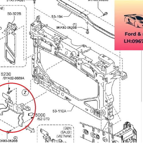 Giá sắt bắt trên khung xương két nước mazda 2 2015-2022 Giá sắt bắt trên khung xương két nước mazda 2 2015-2016-2017-2018-2019-2020-2021-2022-giá bắt khung xương két nước mazda 2-DA8G5215Y