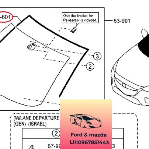Gioăng cao su kính chắn gió mazda 2 2015-2022 Gioăng cao su kính chắn gió mazda 2 2015-2016-2017-2018-2019-2020-2021-2022-gioăng kính chắn gió mazda 2-DB2M50601