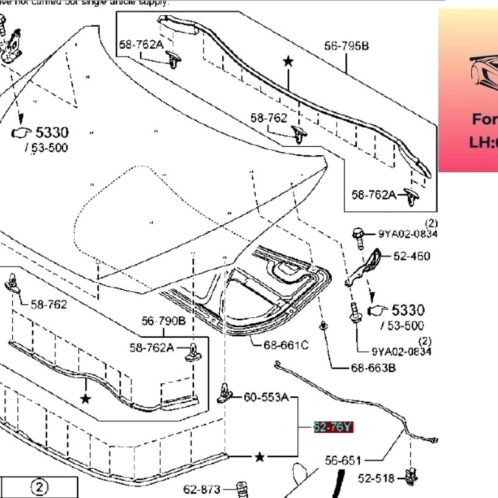 Gioăng nắp ca pô trước mazda 2 2015-2022 Gioăng nắp ca pô trước mazda 2 2015-2016-2017-2018-2019-2020-2021-2022-gioăng cao su nắp ca bô trước mazda 2-DA6T56760