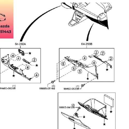 Hộc để đồ dưới táp lô mazda 2 2015-2022 Hộc để đồ dưới táp lô mazda 2 2015-2016-2017-2018-2019-2020-2021-2022-hộp để đồ bên phụ dưới táp lô mazda 2-DB2H64030B02