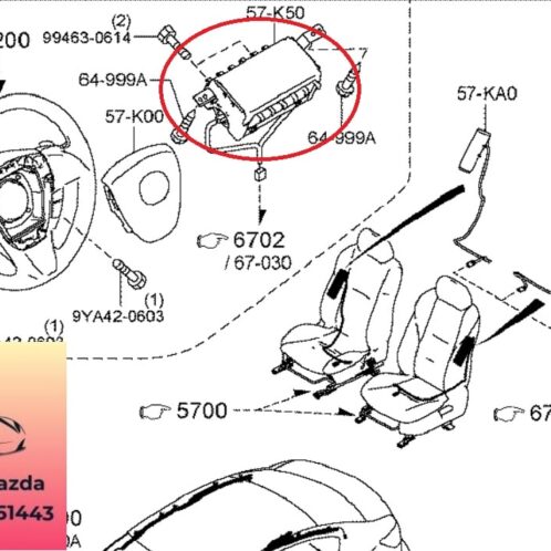 Túi khí phụ mazda 3 2009-2014 Túi khí phụ mazda 3 2009-2010-2011-2012-2013-2014-túi khí phải dưới táp lô mazda 3-túi khí phải mazda 3-BBP357K50C