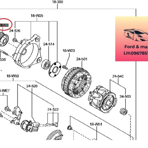 buli máy phát mazda 3 2015-2016-2017-2018-2019-puly máy phát mazda 3-buli dinamo mazda 3-P30118W11