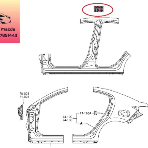 khung cột trụ giữa mazda 2 2015-2016-2017-2018-2019-2020-2021-2022-khung cột trụ B mazda 2-DBYA70271-DBYA71271