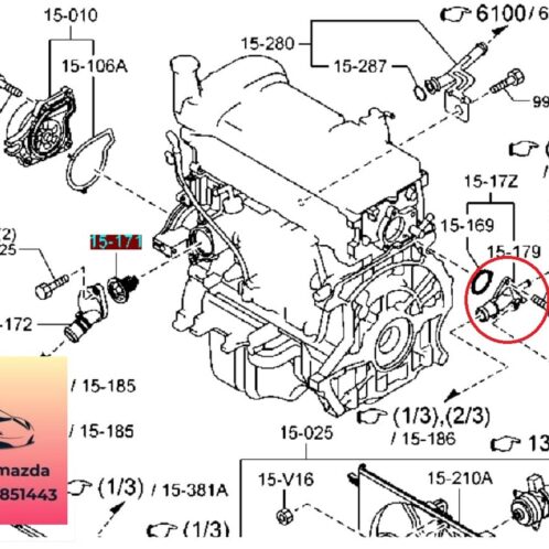 ống cút nhựa từ két nước vào mặt máy mazda 3 2009-2010-2011-2012-2013-2014-ống nước từ két nước vào máy mazda 3-cút nhựa trên mặt máy mazda 3-ZJ0115179D