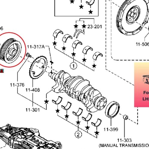 Buli trục cơ mazda 6 2014-2015-2016-2017-2018-2019-buly trục cơ mazda 6-buli cốt máy mazda 6-PE0111400-PE0111400A