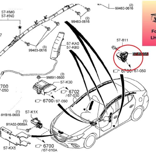 Cảm biến va chạm bên hông xe mazda 3 2015-2016-2017-2018-2019-cảm biến va chạm cánh cửa xe mazda 3-cảm biến kích nổ túi khí hông xe mazda 3-G46C57KC0A