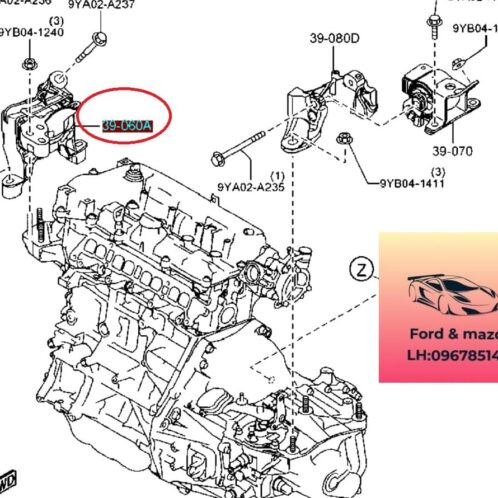 Cao su chân máy mazda 6 2014-2015-2016-2017-2018-2019-cao su chân máy số 3 mazda 6-chân đầu hộp số mazda 6-chân máy phải mazda 6-GHR939060-GHR939060A