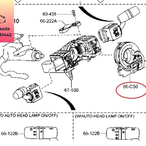 Cuộn dây túi khí trên vô lăng mazda 3 2015-2016-2017-2018-2019-cót còi mazda 3-cáp còi mazda 3-cuộn cáp còi mazda 3-KD5166CS0B-KD5166CS0A-KD4966CS0A