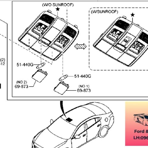 Đèn trần nóc xe mazda 6 2015-2019 Đèn trần nóc xe mazda 6 2015-2016-2017-2018-2019-đèn trần la phong mazda 6-KD455131075