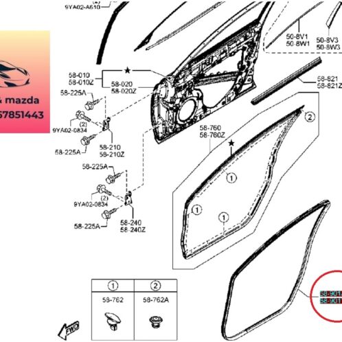 Gioăng cao su khung cánh cửa mazda 6 2014-2015-2016-2017-2018-2019-gioăng cao su trên thân cánh cửa mazda 6-gioăng cao su cánh cửa mazda 6-GHP968911