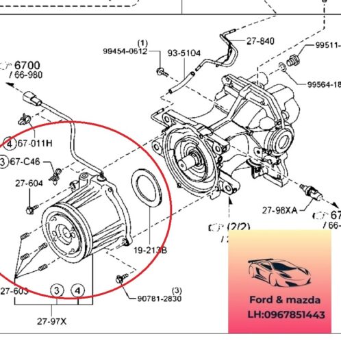 Mô tơ cài cầu sau mazda 6 2014-2015-2016-2017-2018-2019-cài cầu sau mazda 6-khớp nối cầu sau mazda 6-KE012797XB-KE012797XA