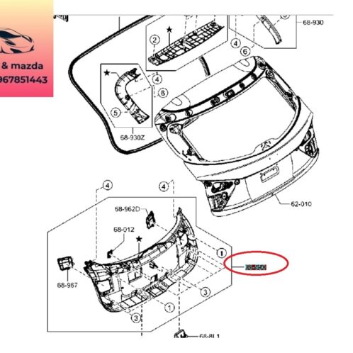 Ốp nhựa cánh cửa hậu mazda 3 2015-2016-2017-2018-2019-ốp táp bi cánh cửa sau mazda 3-ốp táp bi cốp sau mazda 3-ốp nhựa cánh cửa hậu mazda 3-BHN968960B