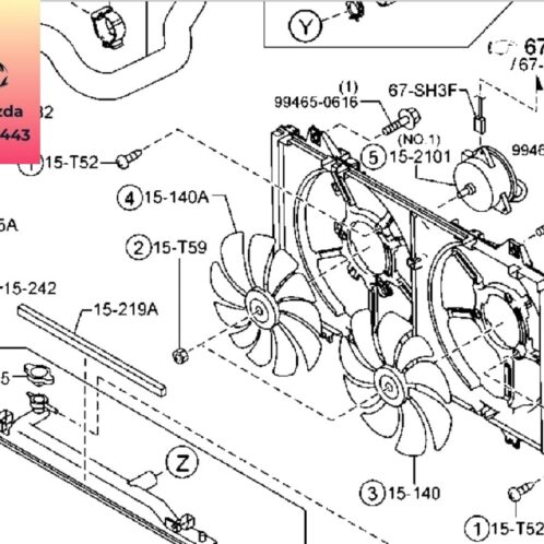 Quạt két nước mazda 6 2014-2015-2016-2017-2018-2019-cụm quạt gió két nước mazda 6-quạt làm mát két nước mazda 6-quạt làm mát máy mazda 6-PE1115025A (2)