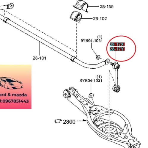 Rô tuyn cân bằng sau mazda 6 cx5 2014-2019 Rô tuyn cân bằng sau mazda 6 cx5 2014-2015-2016-2017-2018-2019-thanh giằng cân bằng sau mazda 6 cx5-thanh bắt vào thanh cân bằng sau mazda 6 cx5-KD3128170-KD3128190