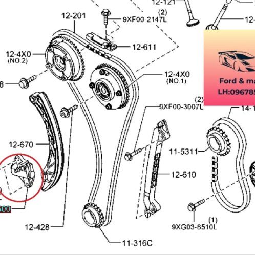 Tăng xích cam hộp số mazda 6 2014-2015-2016-2017-2018-2019-tăng sên cam hộp số mazda 6-tăng xích cam mazda 6-tăng sên cam mazda 6-PE0112500