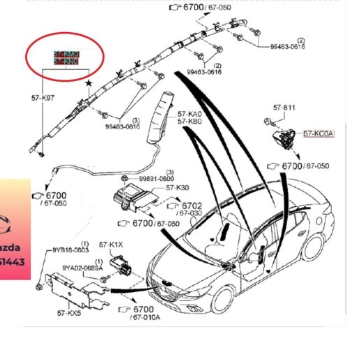 Túi khí trần xe mazda 3 2015-2019 Túi khí trần xe mazda 3 2015-2016-2017-2018-2019-túi khí nóc xe mazda 3-túi khí trần la phong mazda 3-túi khí sườn xe mazda 3-Túi khí rèm mazda 3-BHS257KM0B-BHS257KN0B