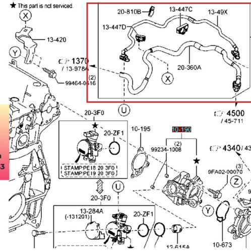 Tuy ô từ bơm xăng đến bơm chân không mazda 6 2014-2015-2016-2017-2018-2019-tuy ô từ bơm xăng đến kim phun mazda 6-ống dẫn nhiên liệu vào kim phun mazda 6-PE1113410B-PE1113410C