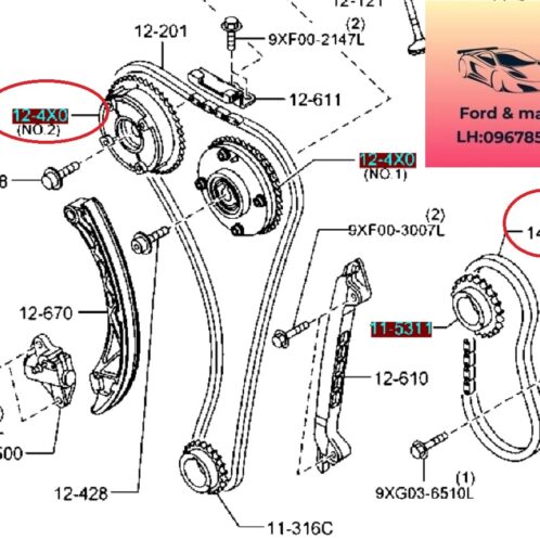 Xích trục cam mazda 6 2014-2015-2016-2017-2018-2019-sên cam mazda 6-xích cam hộp số mazda 6-PE0212201-PE0214151