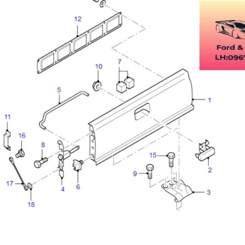 Cánh cửa thùng sau ford ranger 2007-2008-2009-2010-2011-cửa thùng sau ranger-bửng thùng sau ranger-UR6065610H-UR6065610