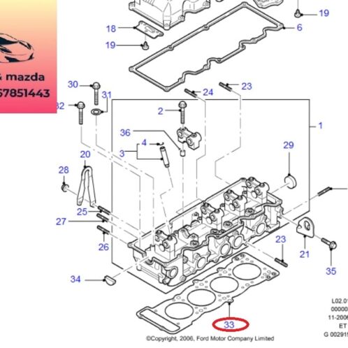 Gioăng mặt máy ford everest máy xăng 2005-2006-2007-2008-2009-2010-2011-2012-2013-2014-gioăng quy lát mặt máy everest máy xăng-G60110271D