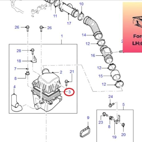 Lọc gió động cơ ford everest máy xăng 2005-2006-2007-2008-2009-2010-2011-2012-2013-2014-lọc gió everest máy xăng-G60113Z40