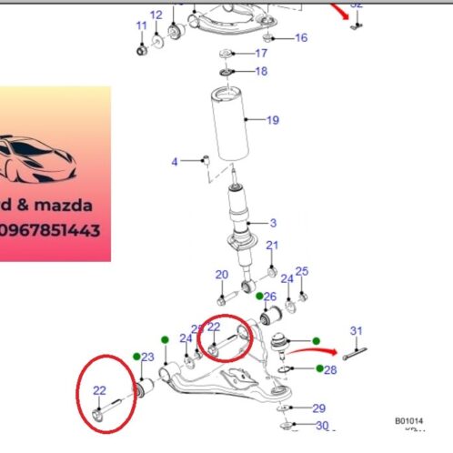 Ốc càng A dưới ford ranger mazda bt50 2012-2013-2014-2015-2016-2017-2018-2019-2020-2021-2022-bu lông càng a dưới ranger mazda bt50-ốc campe càng a ranger mazda bt50-UC3C3466Z