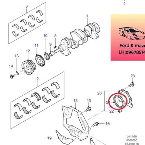 Phớt đuôi trục cơ ford everest máy xăng 2005-2006-2007-2008-2009-2010-2011-2012-2013-2014-phớt đuôi cốt máy everest máy xăng-sea cốt máy everest-G60111399