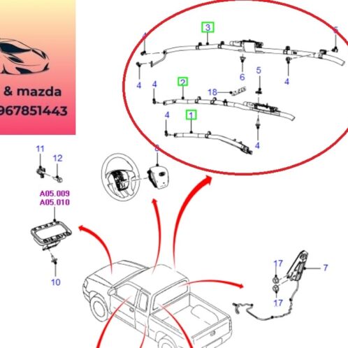 Túi khí trần xe ford ranger 2012-2022 Túi khí trần xe ford ranger 2012-2013-2014-2015-2016-2017-2018-2019-2020-2021-2022-túi khí nóc xe ranger-túi khí rèm xe ranger-AB3921042D94AC-AB3926042D94AC