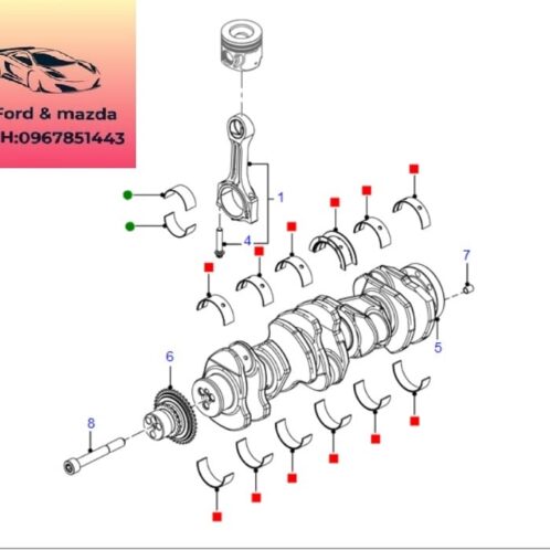 Bạc biên bạc balie ford ranger mazda bt50 2012-2020 Bạc biên bạc balie ford ranger mazda bt50 2012-2013-2014-2015-2016-2017-2018-2019-2020-bạc tay dên bạc cốt máy ranger mazda bt50-bạc trục cơ bạc tay biên ranger mazda bt50-BB3Q6D309BAA-BB3Q6D309DAA