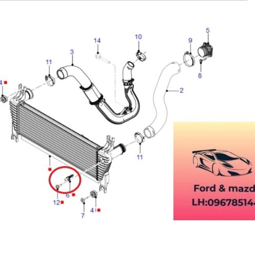Cảm biến Két làm mát turbo ford ranger mazda bt50 2012-2013-2014-2015-2016-2017-2018-2019-2020-2021-2022-cảm biến gió két giải nhiệt tu bô ranger mazda bt50-9C1112A697AC-9C1112A697AB
