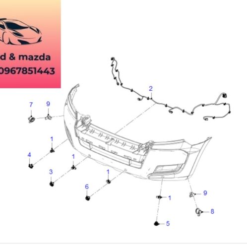 Cảm biến va chạm cản trước ford ranger mazda bt50 2012-2013-2014-2015-2016-2017-2018-2019-2020-2021-2022-cảm biến ba đờ sốc trước ranger mazda bt50-F1CT15K859AA527B-EM2T15K859AA5FLQ-EB3T15A864CB