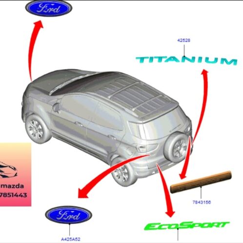 Chữ TITANIUM trên cốp sau ford ecosport 2014-2015-2016-2017-2018-2019-2020-2021-chữ titanium cánh cửa sau ford ecosport-7M5142528DD-7M5142528DE