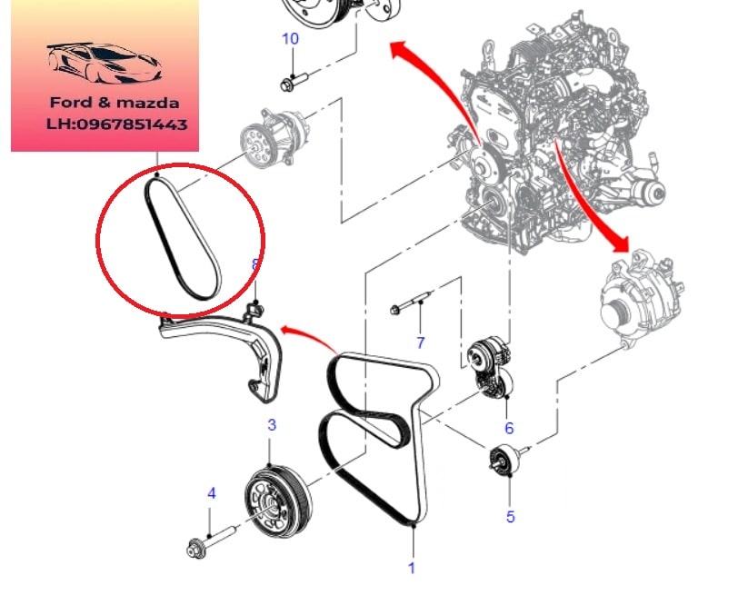 Dây curoa bơm nước ford ranger everest 2018-2019-2020-2021-2022-dây belt bơm nước ranger everest 2.0 dây curoa bơm nước động cơ ranger everest 2 JB3Q6C301BA (2) Dây curoa bơm nước ford ranger everest 2018-2019-2020-2021-2022-dây belt bơm nước ranger everest 2.0 dây curoa bơm nước động cơ ranger everest 2 JB3Q6C301BA