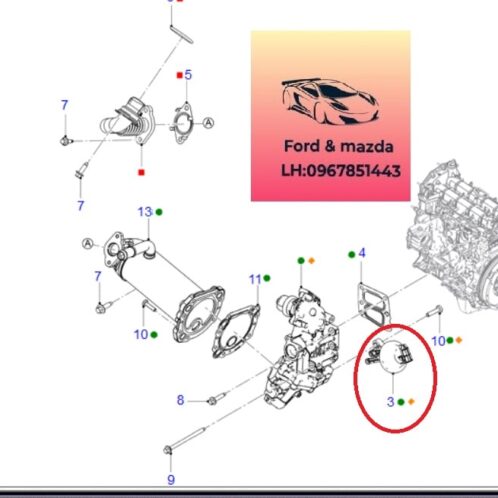 Dù đóng mở van ERG ford ranger everest 2018-2019-2020-2021-2022-cảm biến điều khiển van tuần hoàn khí xả ranger everest 2.0 cảm biến két làm mát khí xả ranger everest 2.0 GK2Q9V443AA