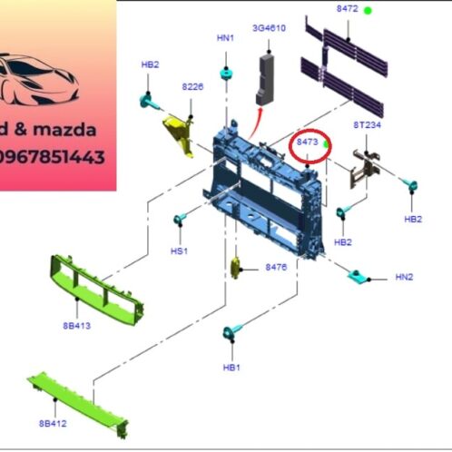 Giá đỡ Khung xương trên dàn nóng két nước ford ecosport 2018-2019-2020-2021-2022-giá bắt két nước ecosport-bệ đỡ dàn nóng két nước ford ecosport-GN158473AH