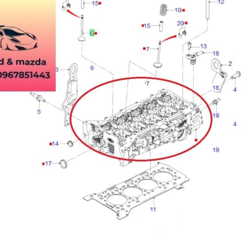 Mặt máy ford ranger everest 2018-2022 2.0 Mặt máy ford ranger everest 2018-2019-2020-2021-2022-2.0-Mặt quy lát ford ranger wildtrack everest 2,0-JB3Q6C032AA-JB3Q6C032AB