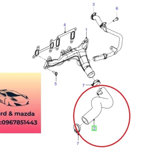 Ống nước bơm nước vào lốc máy ford ranger mazda bt50 2012-2013-2014-2015-2016-2017-2018-2019-2020-2021-2022-ống nước bơm nước ranger mazda bt50-ống nước vào động cơ ranger mazda bt50-BB3Q8K512BD