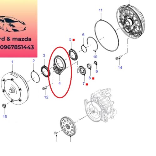 Phớt bơm dầu hộp số tự động ford ranger everest 2018-2022-2.0 Phớt bơm dầu hộp số tự động ford ranger everest 2018-2019-2020-2021-2022-2.0-phớt quả bí hộp số tự động ford ranger everest bitubo 2.0 JL3P7570AA
