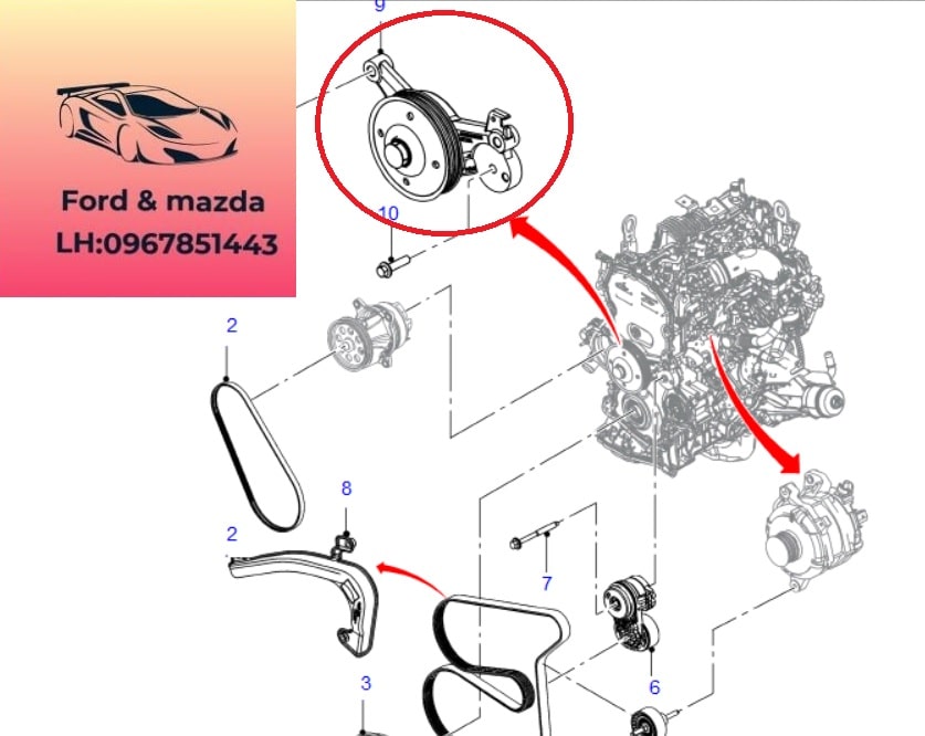 Puly bơm nước ford ranger everest 2018-2019-2020-2021-2022-giá bắt buli bơm nước ranger everest 2.0 đế bắt tăng đưa dây curoa tổng ranger everest 2.0 JB3Q8609AB (2) Puly bơm nước ford ranger everest 2018-2019-2020-2021-2022-giá bắt buli bơm nước ranger everest 2.0 đế bắt tăng đưa dây curoa tổng ranger everest 2.0 JB3Q8609AB