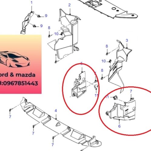 Tấm hướng gió kết làm mát turbo ford ranger 2012-2013-2014-2015-2016-2017-2018-2019-2020-2021-2022-ốp hướng gió két nước ranger-ốp hướng gió cản trước ranger-AB398C285AB-AB398C284AB